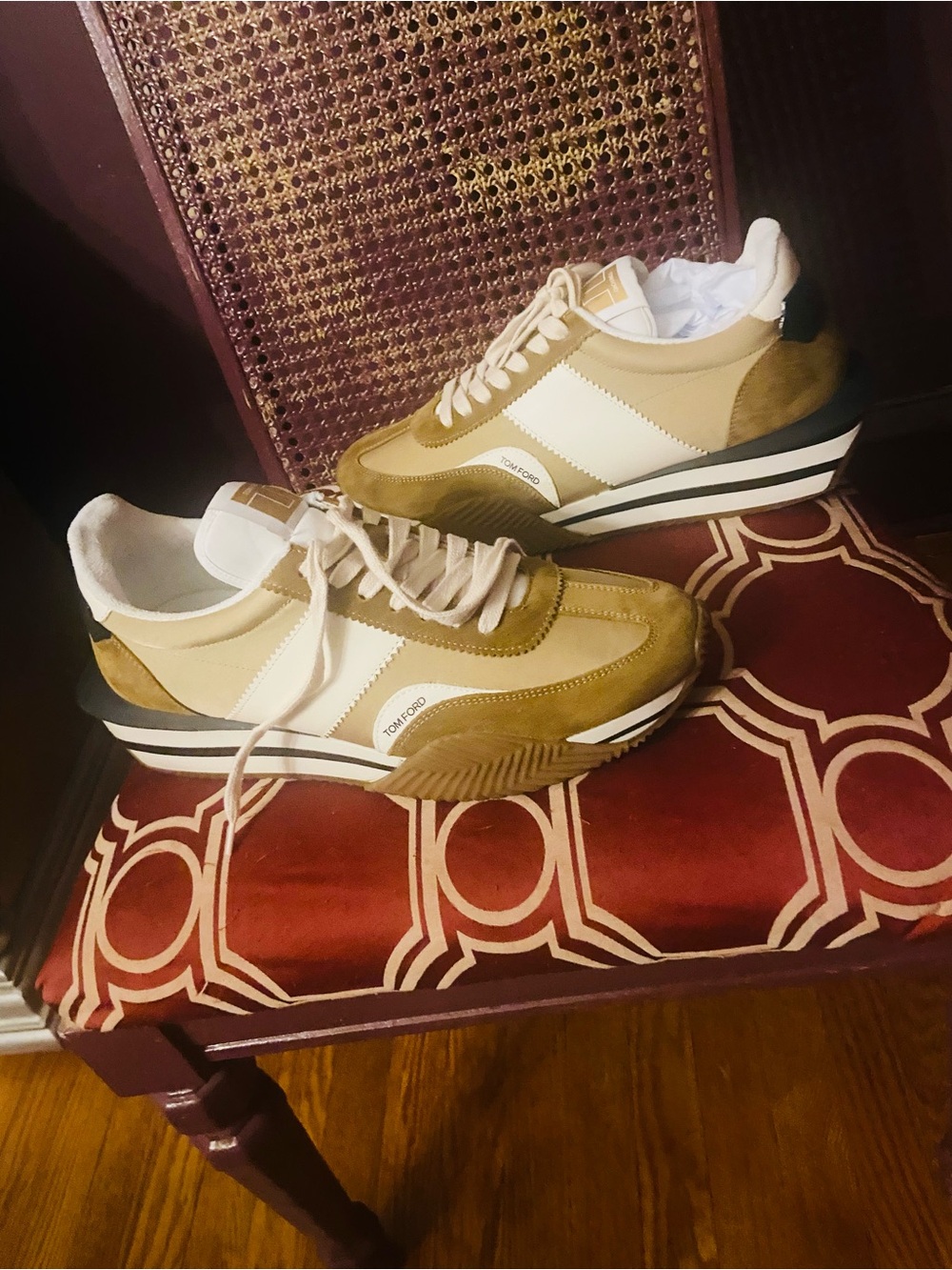 Tom Ford Men's Tan & White Runner Sneakers